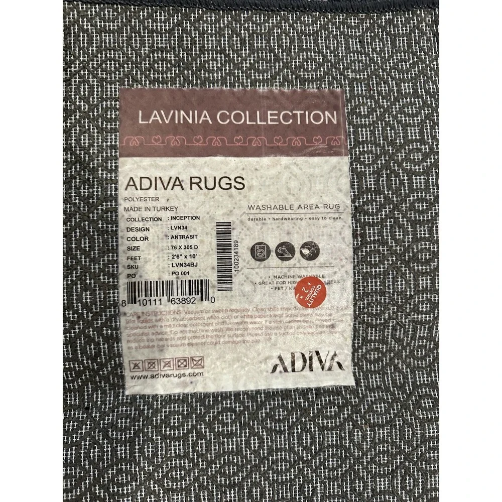 Washable Rug Adiva Lavinia 'Antrasit' Runner Dark Teal Blue Burgundy Red 2'6